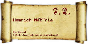 Hemrich Mária névjegykártya