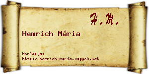 Hemrich Mária névjegykártya